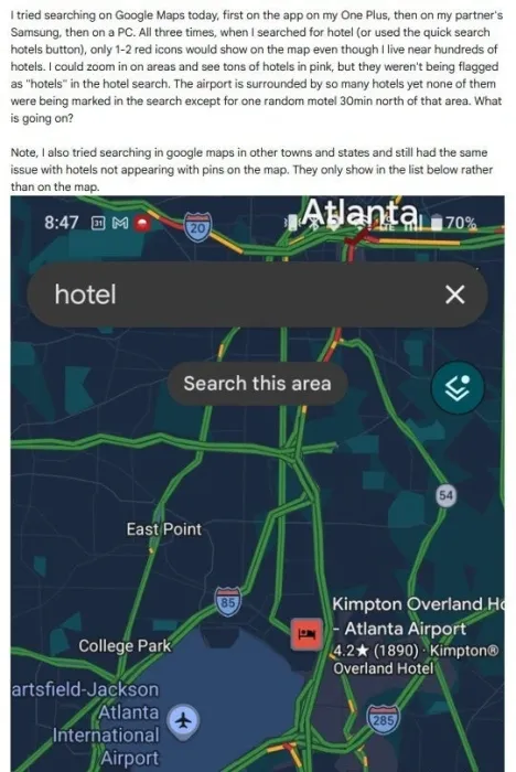 Google Maps: Bug εξαφανίζει ξενοδοχεία από τον χάρτη